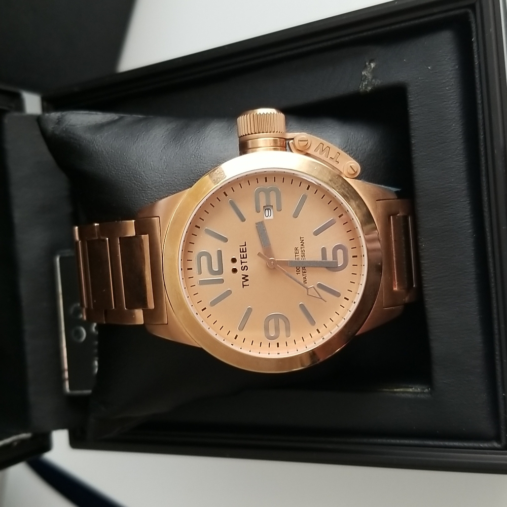 TW Steel men watch.  Rose color. New with tag and original box.